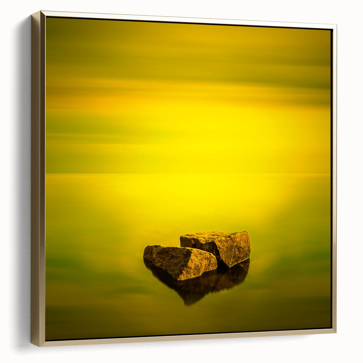 Minimalist Mountain Wall Art – Bold Yellow Rock Horizon Print