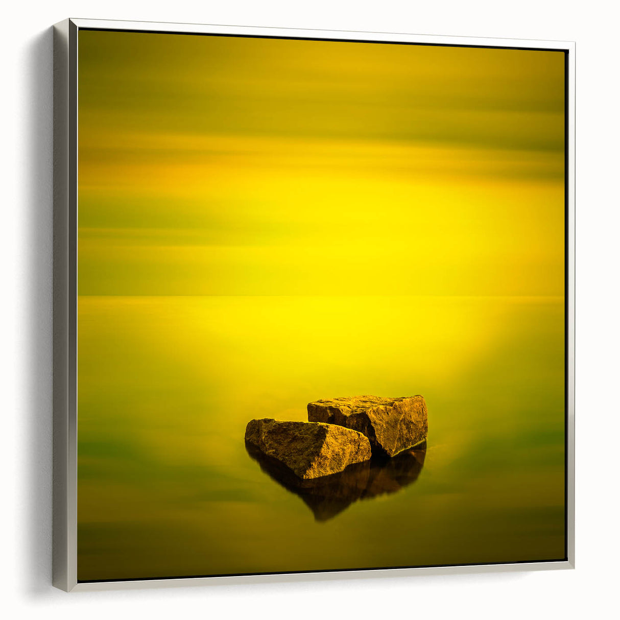 Minimalist Mountain Wall Art – Bold Yellow Rock Horizon Print