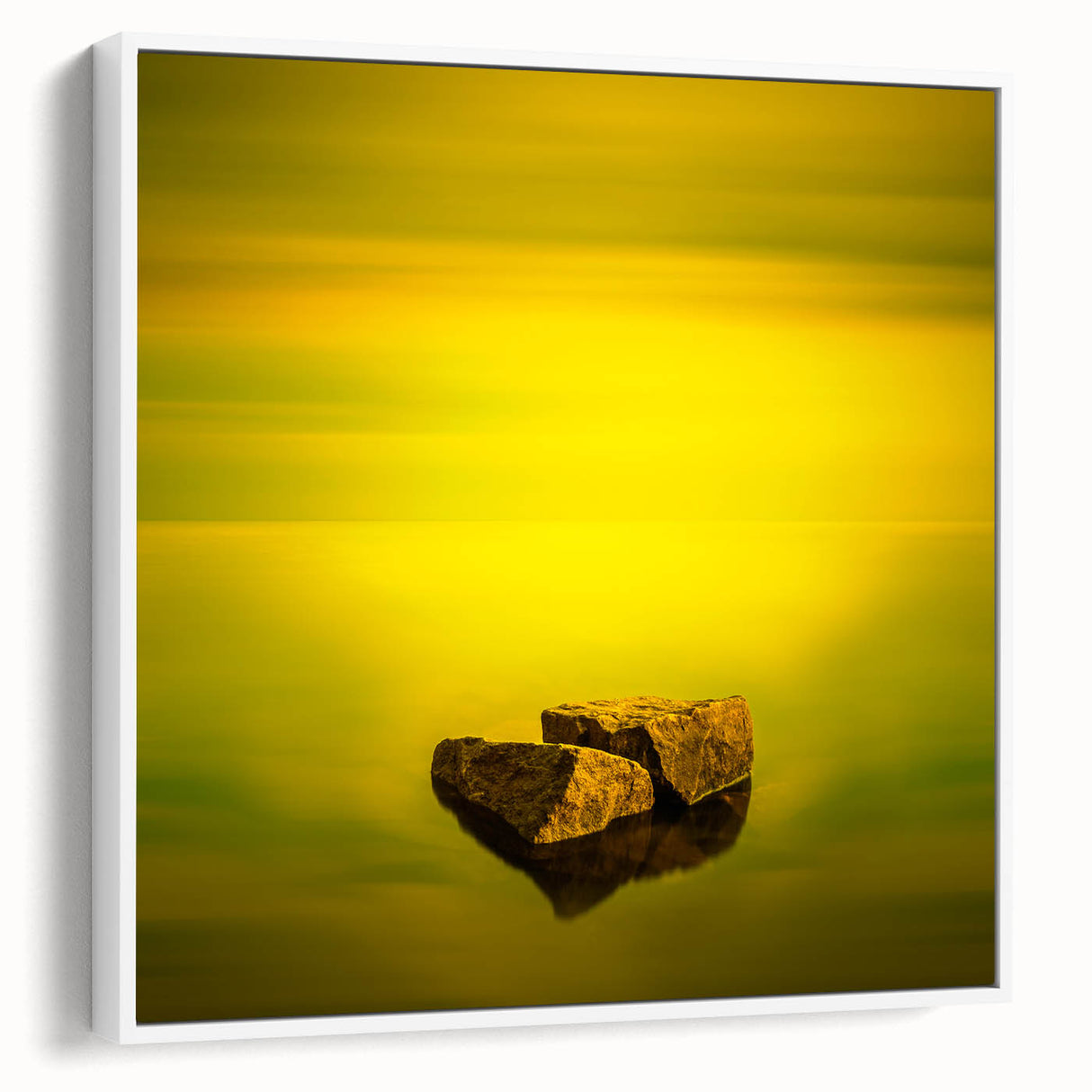 Minimalist Mountain Wall Art – Bold Yellow Rock Horizon Print