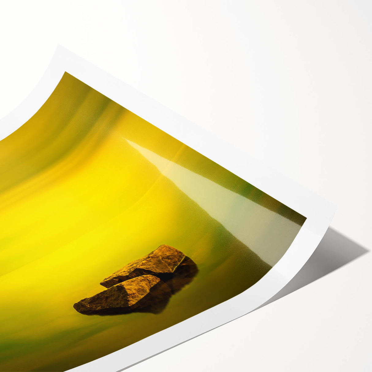 Minimalist Mountain Wall Art – Bold Yellow Rock Horizon Print