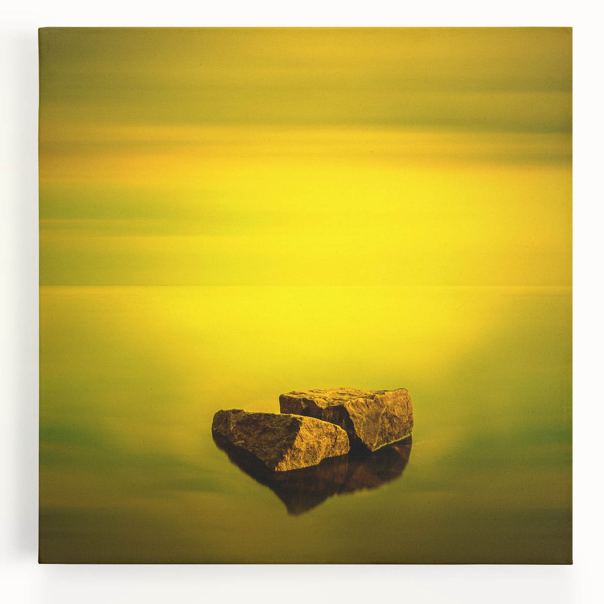Minimalist Mountain Wall Art – Bold Yellow Rock Horizon Print