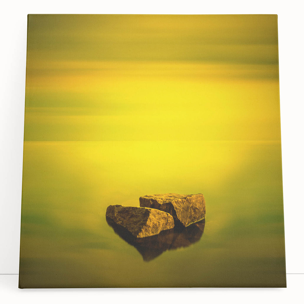 Minimalist Mountain Wall Art – Bold Yellow Rock Horizon Print