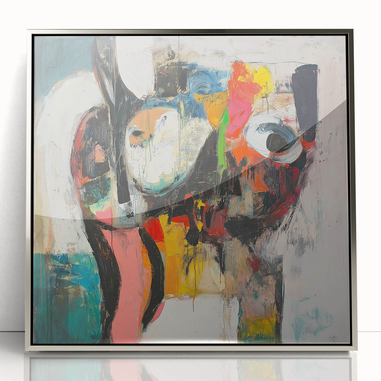 Large Abstract Expressionist Wall Art – Modern Colorful Canvas Print
