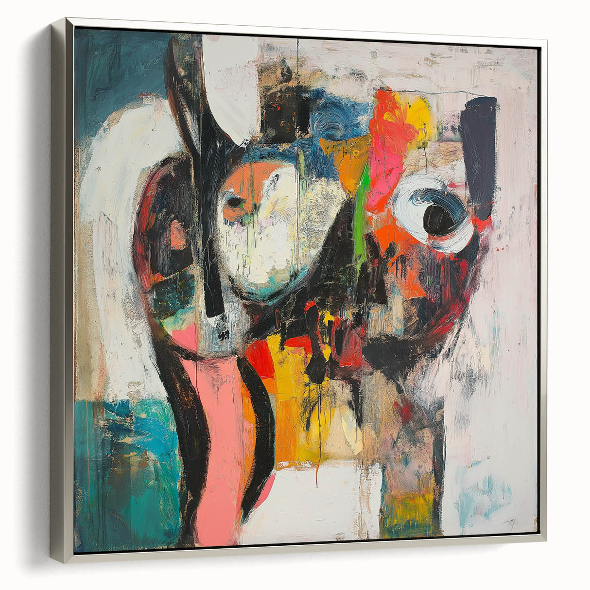 Large Abstract Expressionist Wall Art – Modern Colorful Canvas Print