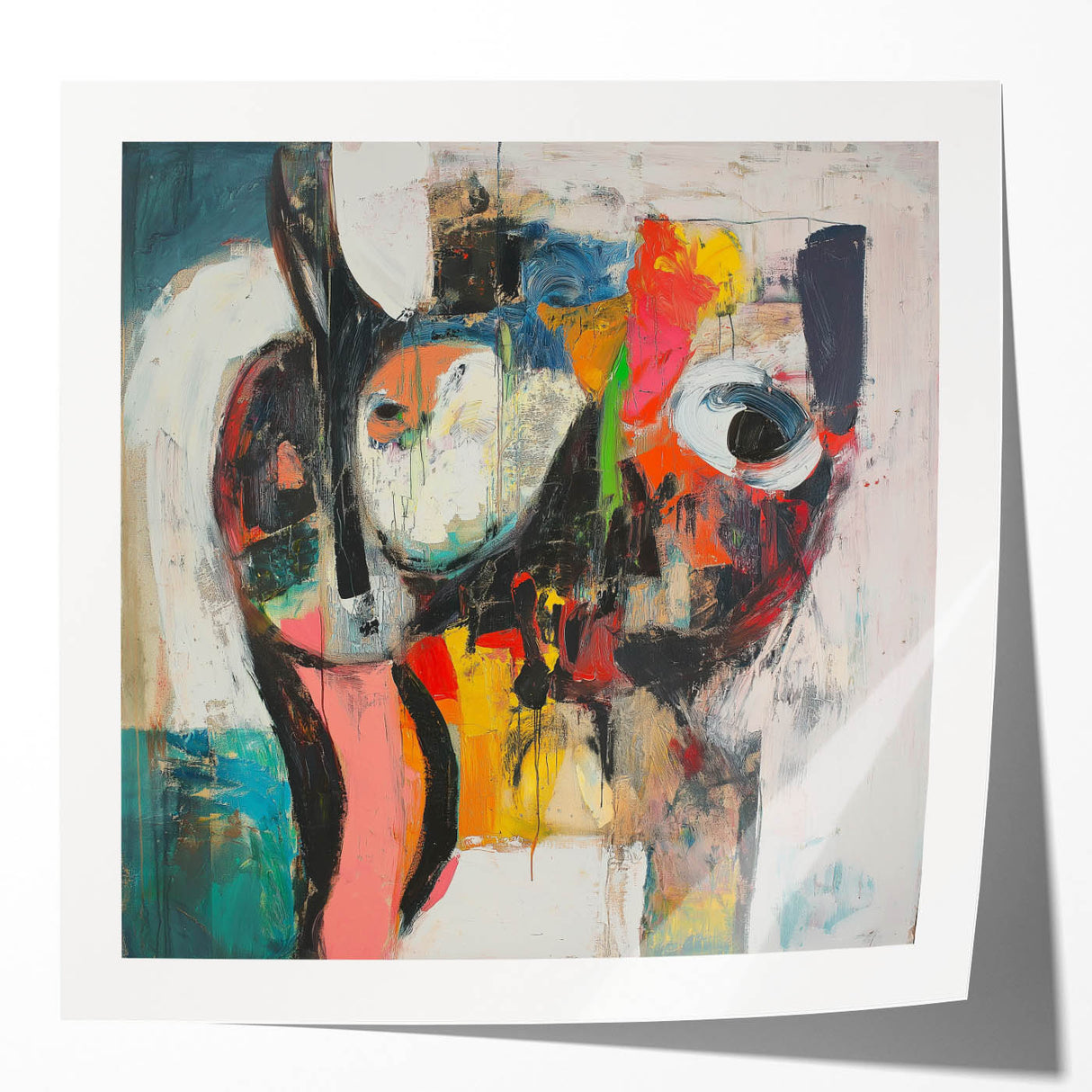 Large Abstract Expressionist Wall Art – Modern Colorful Canvas Print