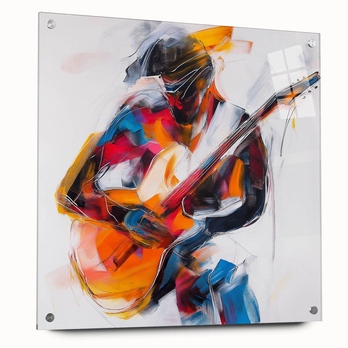 Colorful Abstract Figurative Wall Art – Expressive Guitarist Painting