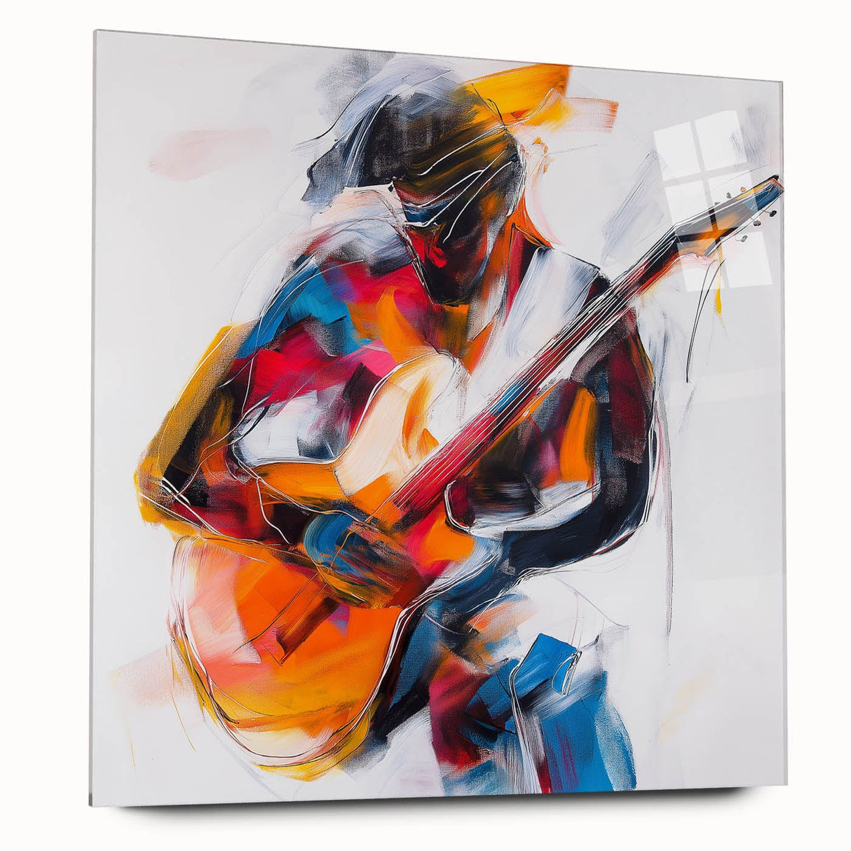 Colorful Abstract Figurative Wall Art – Expressive Guitarist Painting