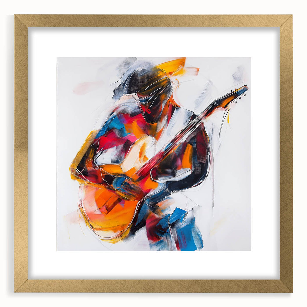 Colorful Abstract Figurative Wall Art – Expressive Guitarist Painting