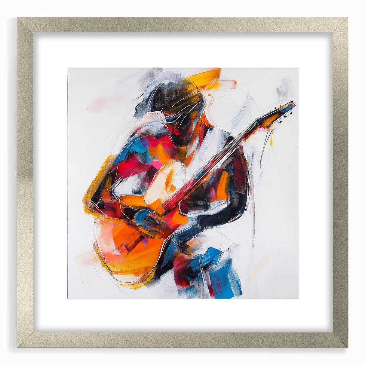 Colorful Abstract Figurative Wall Art – Expressive Guitarist Painting