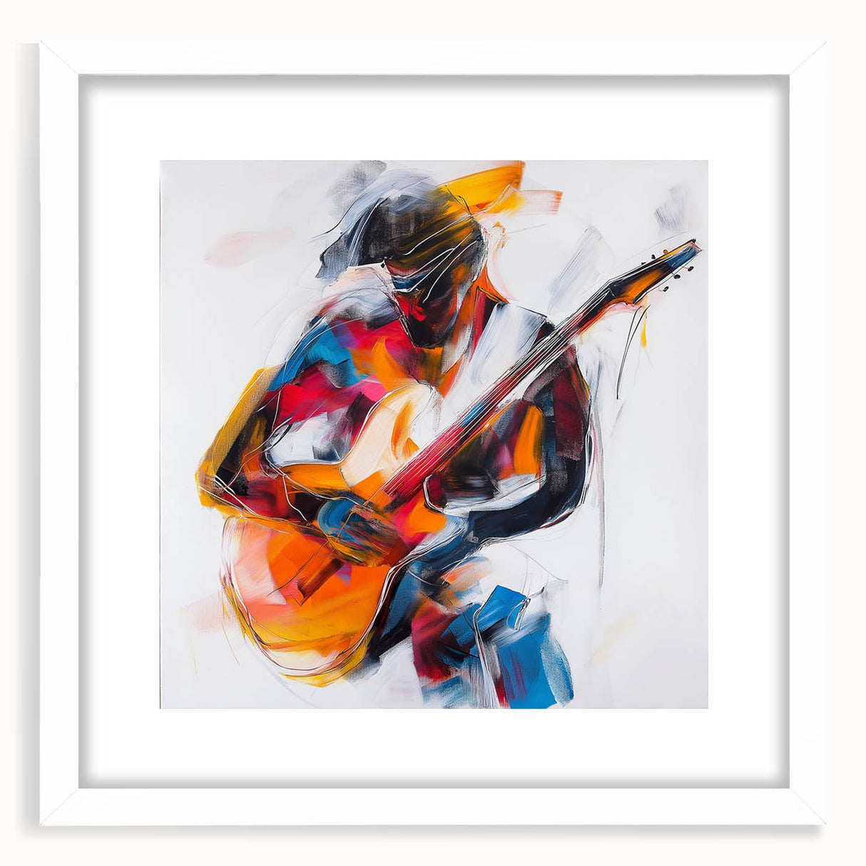Colorful Abstract Figurative Wall Art – Expressive Guitarist Painting