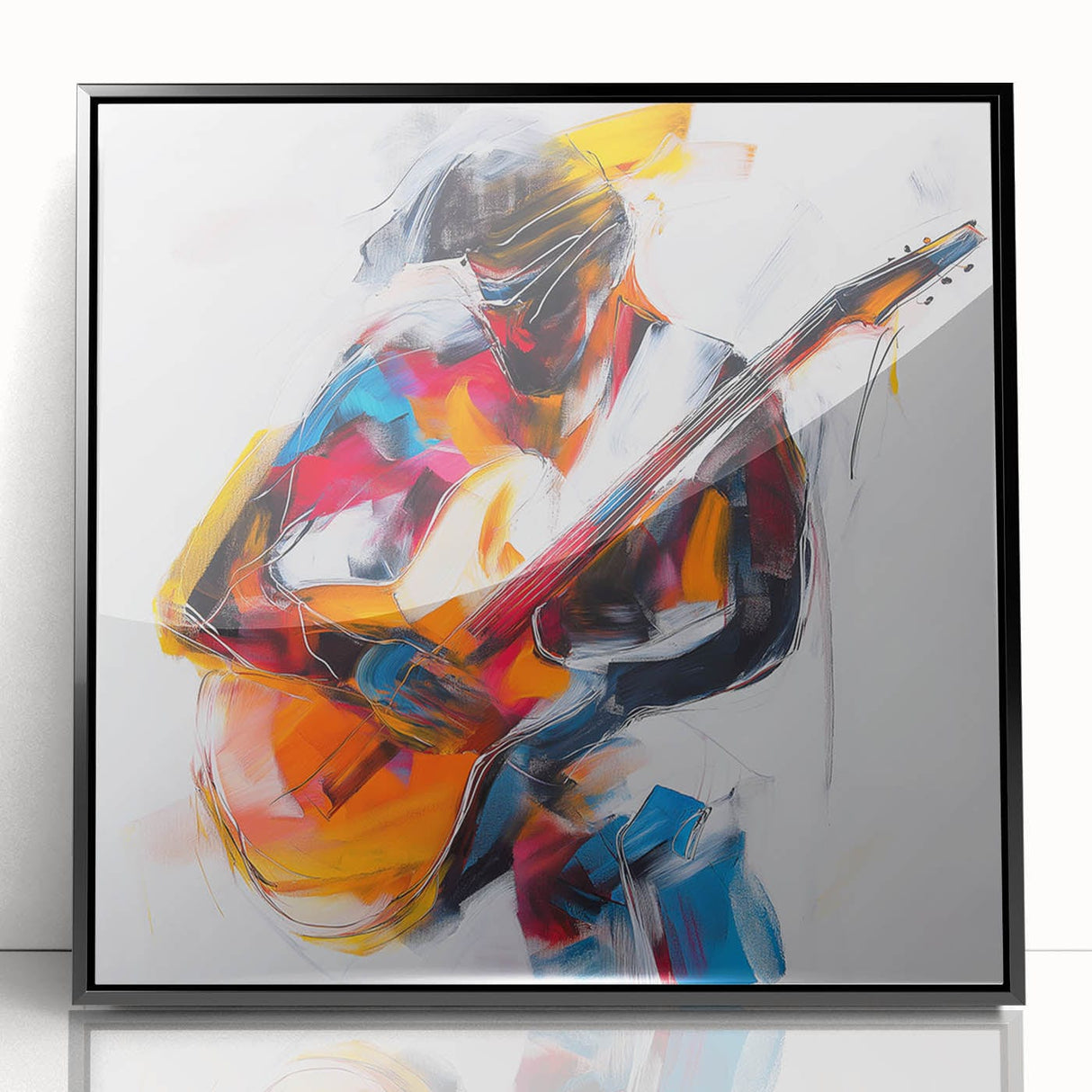 Colorful Abstract Figurative Wall Art – Expressive Guitarist Painting