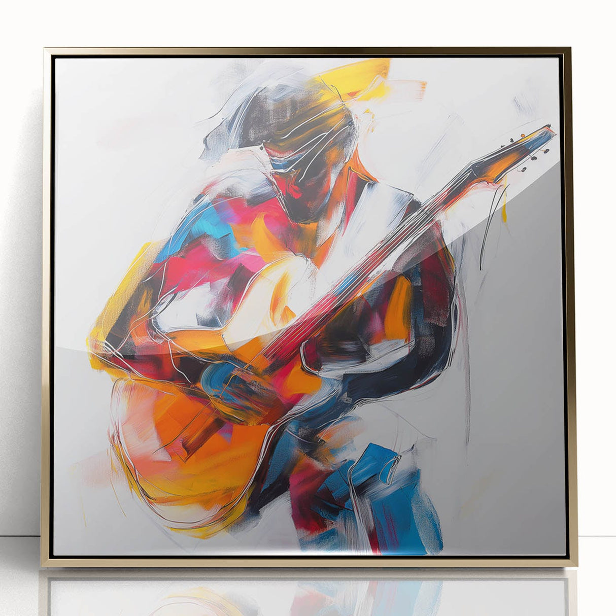 Colorful Abstract Figurative Wall Art – Expressive Guitarist Painting