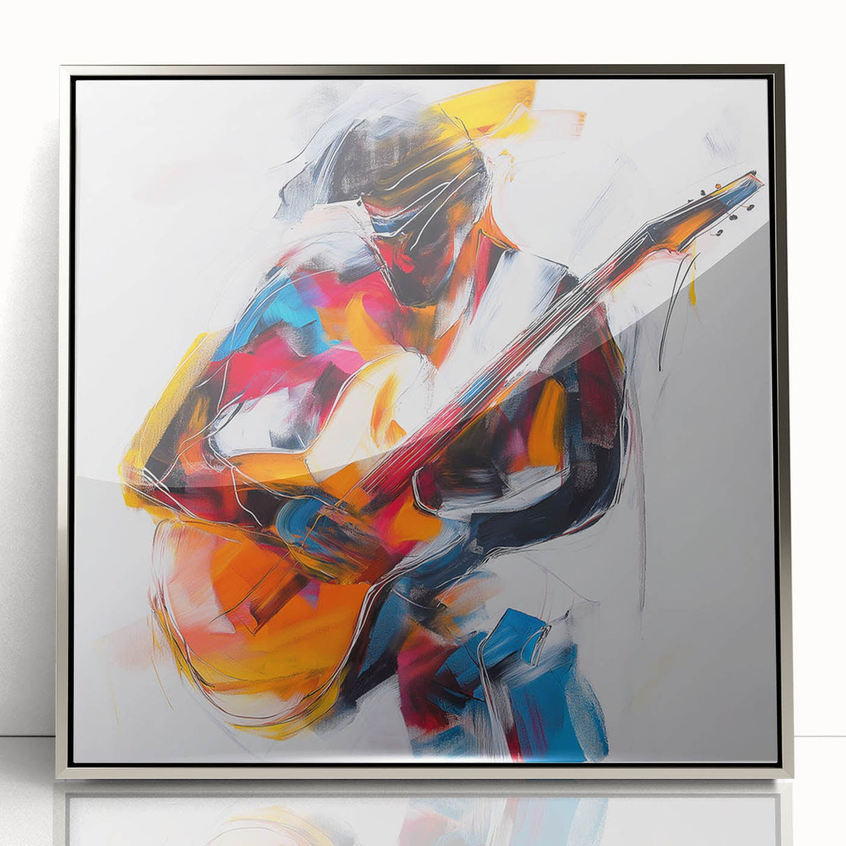Colorful Abstract Figurative Wall Art – Expressive Guitarist Painting