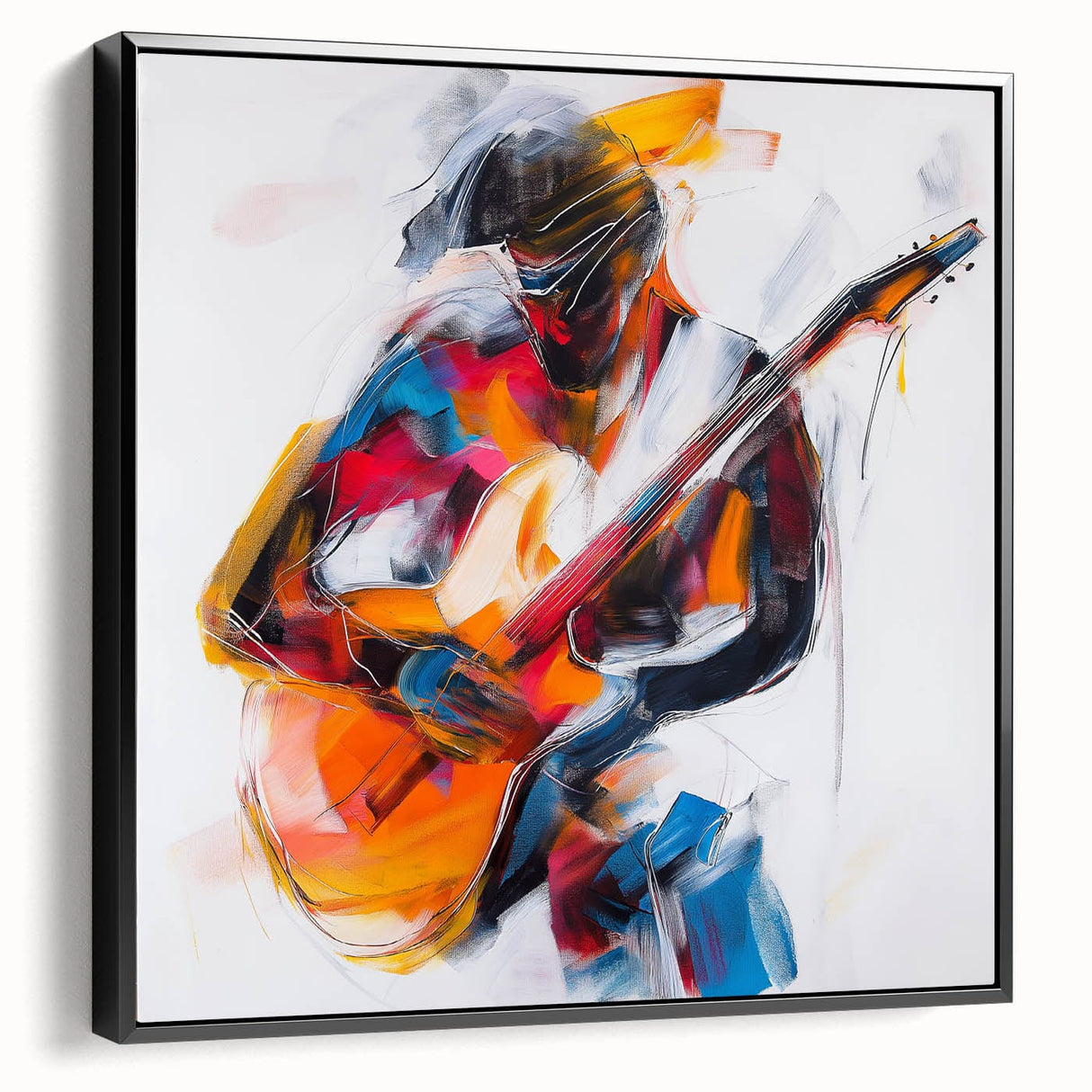 Colorful Abstract Figurative Wall Art – Expressive Guitarist Painting