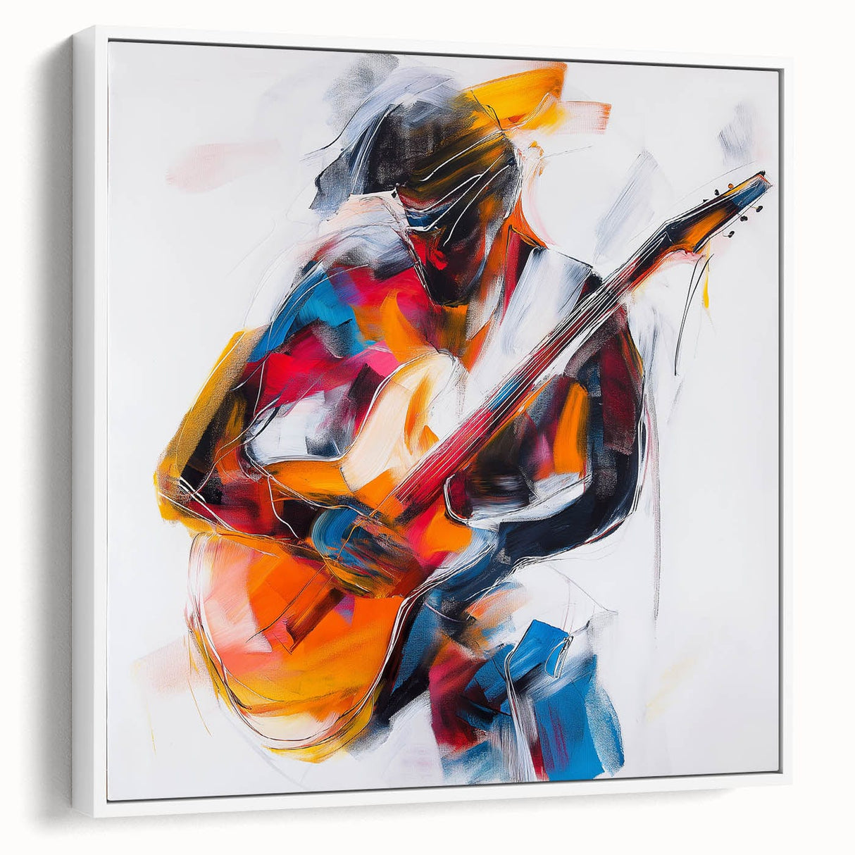 Colorful Abstract Figurative Wall Art – Expressive Guitarist Painting