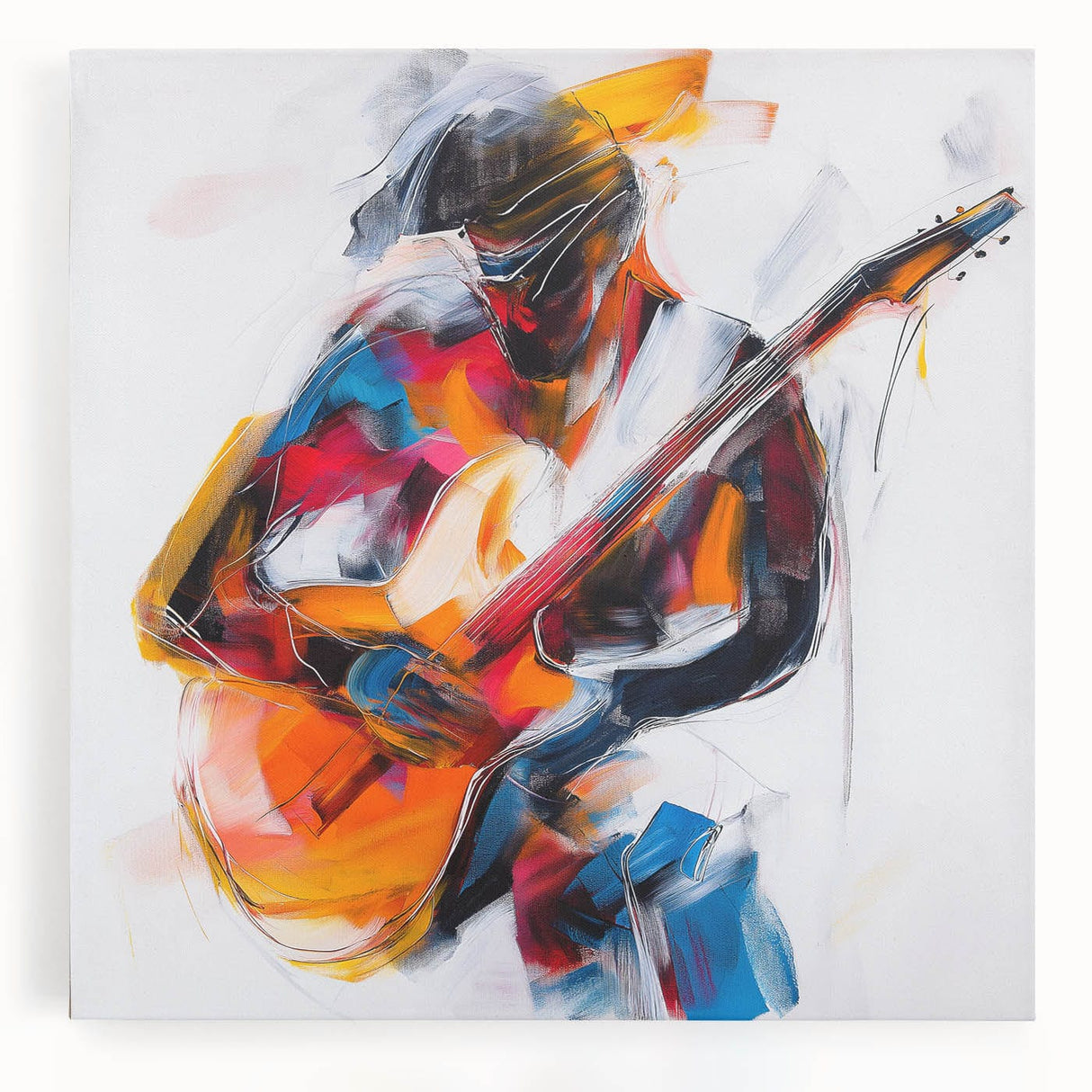 Colorful Abstract Figurative Wall Art – Expressive Guitarist Painting