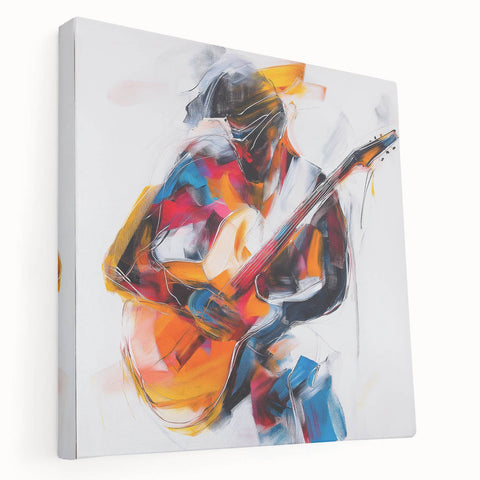 Colorful Abstract Figurative Wall Art – Expressive Guitarist Painting
