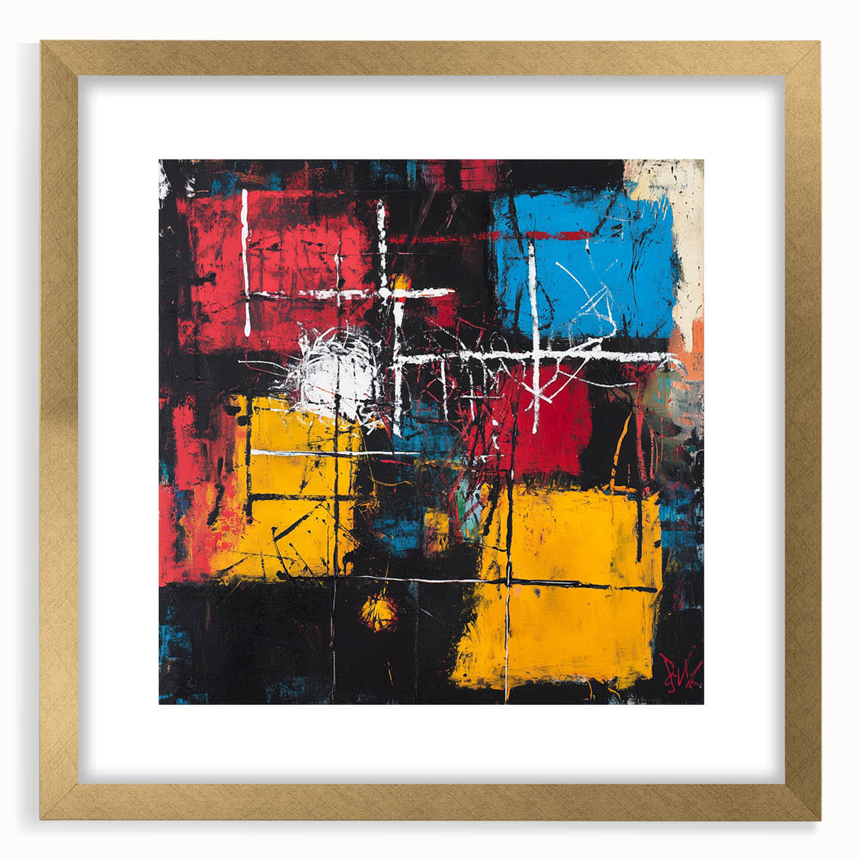 Bold Abstract Expressionist Wall Art – Geometric Modern Canvas