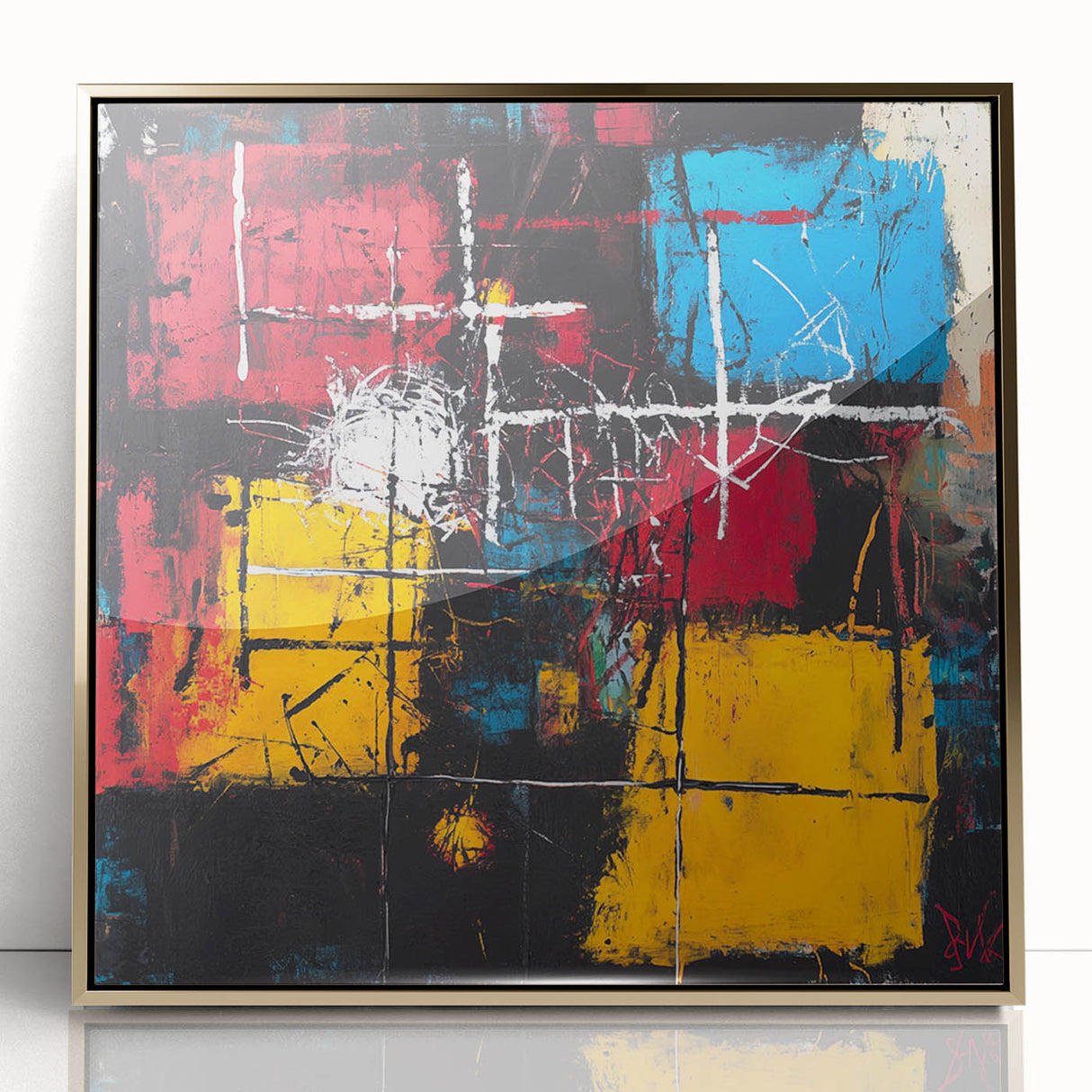 Bold Abstract Expressionist Wall Art – Geometric Modern Canvas