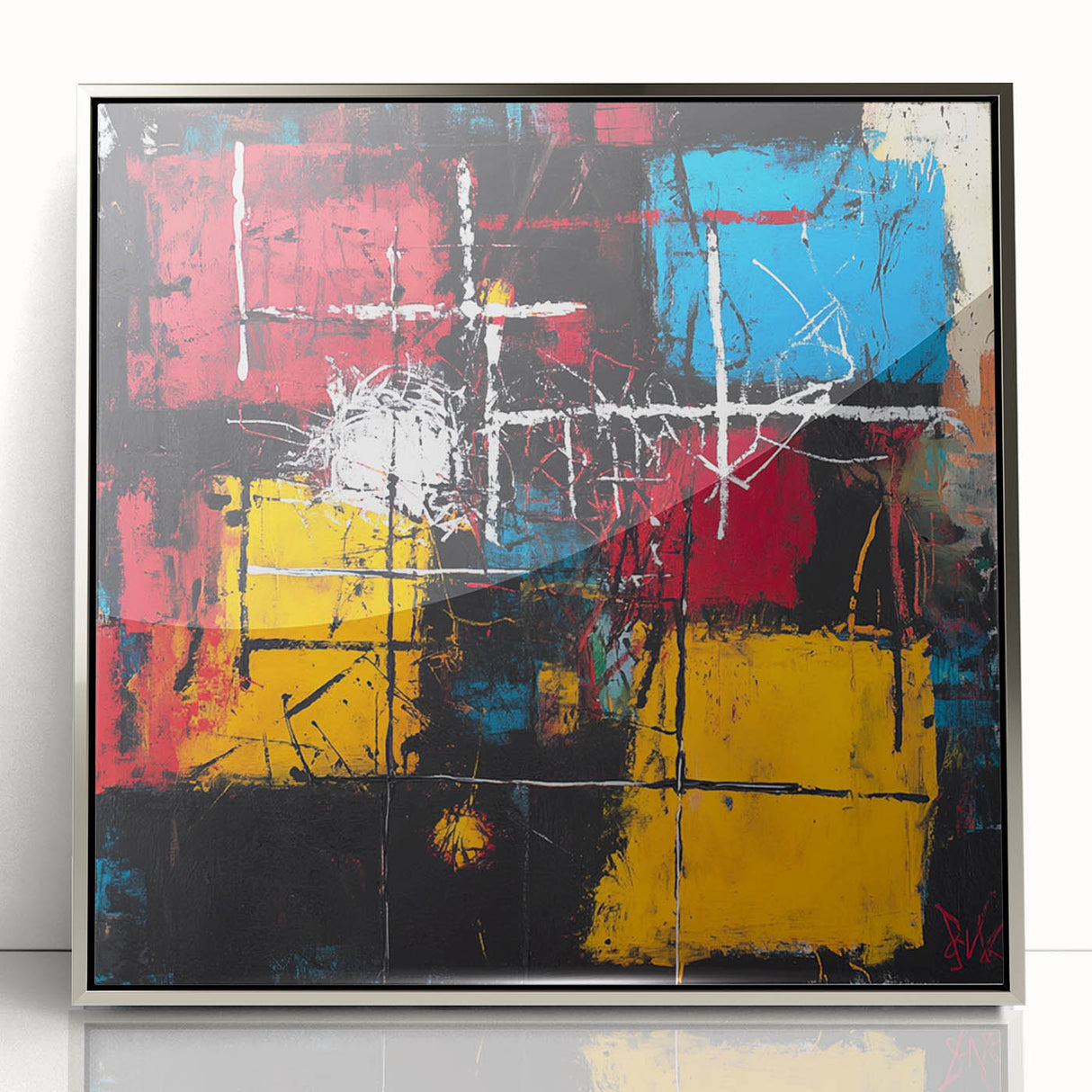 Bold Abstract Expressionist Wall Art – Geometric Modern Canvas