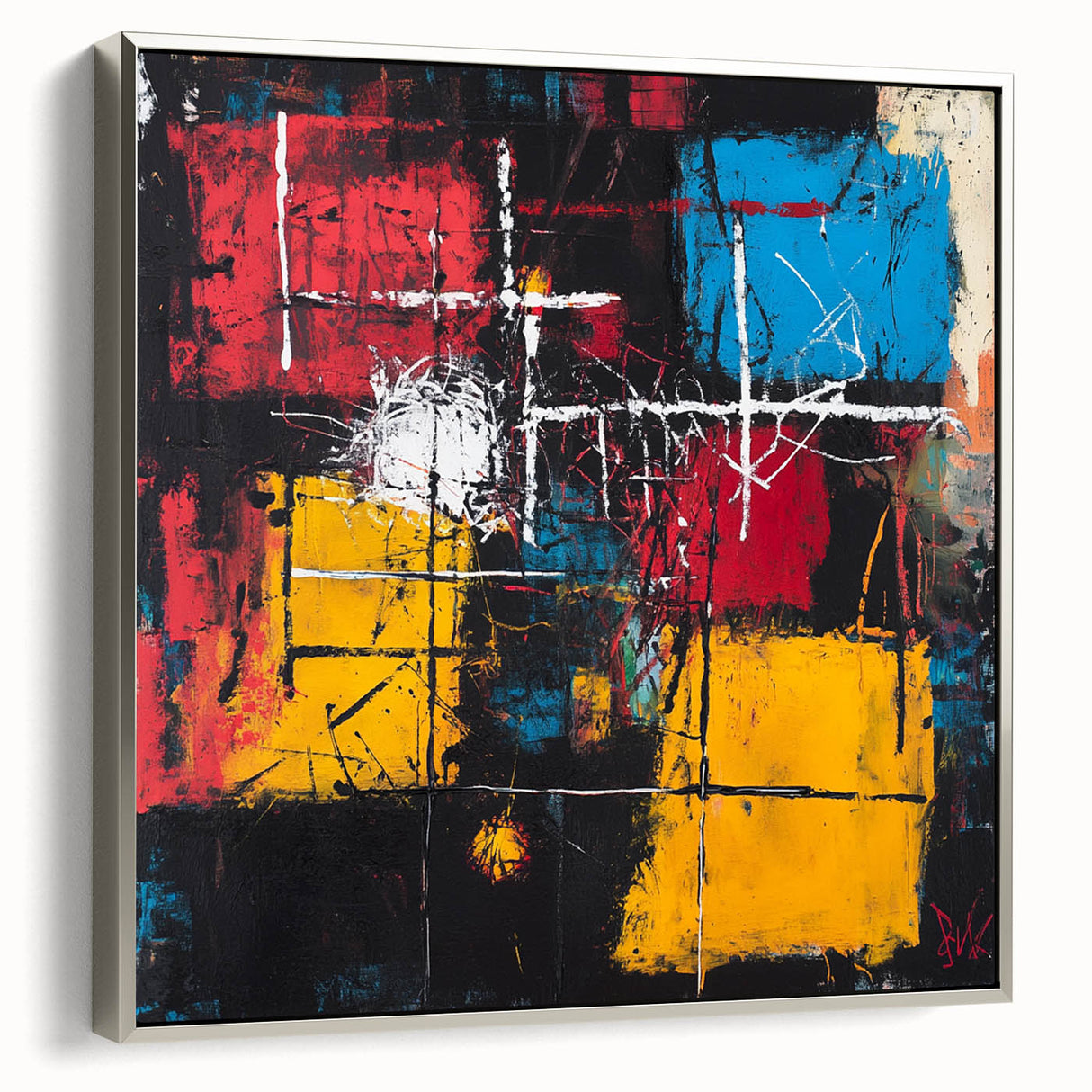 Bold Abstract Expressionist Wall Art – Geometric Modern Canvas