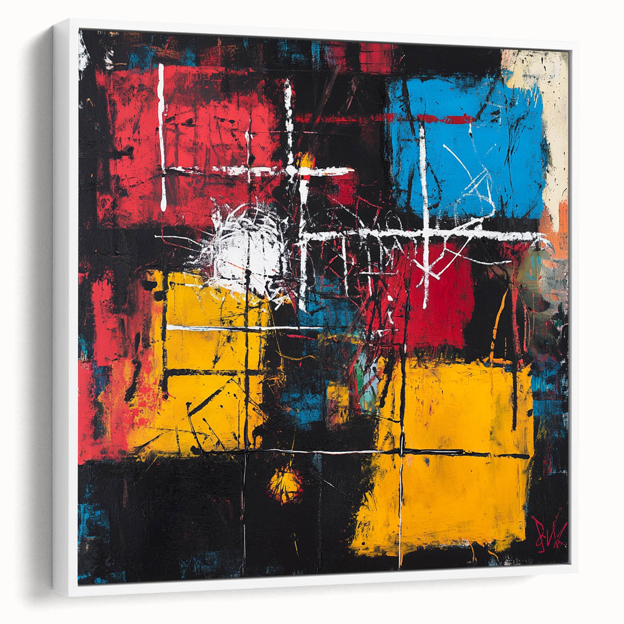 Bold Abstract Expressionist Wall Art – Geometric Modern Canvas