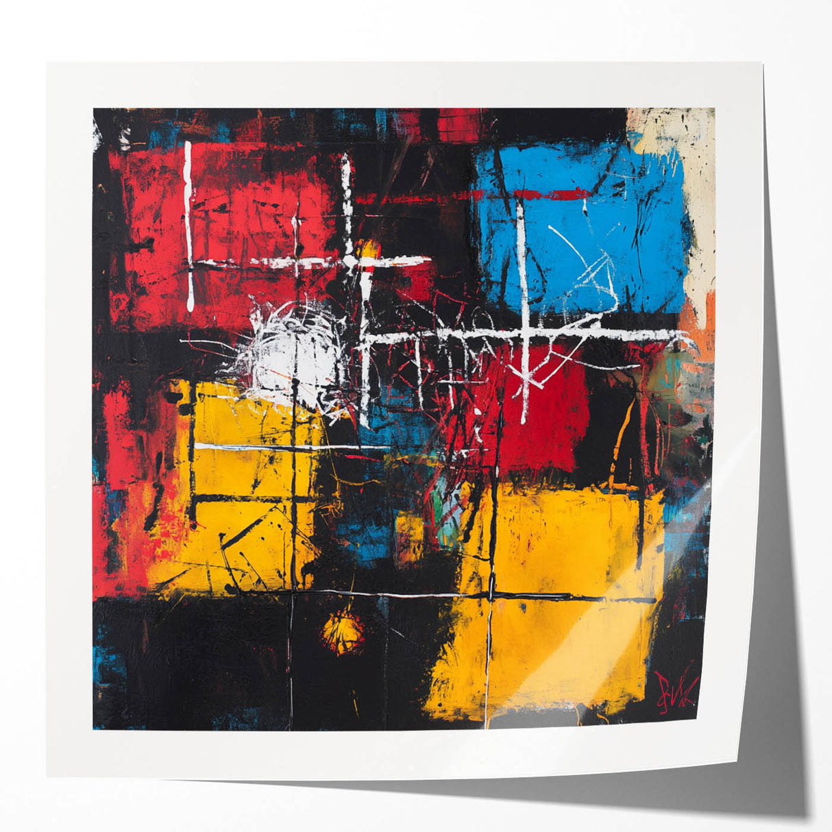 Bold Abstract Expressionist Wall Art – Geometric Modern Canvas