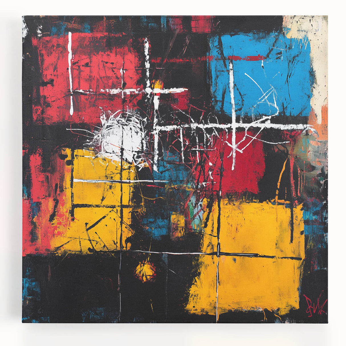 Bold Abstract Expressionist Wall Art – Geometric Modern Canvas