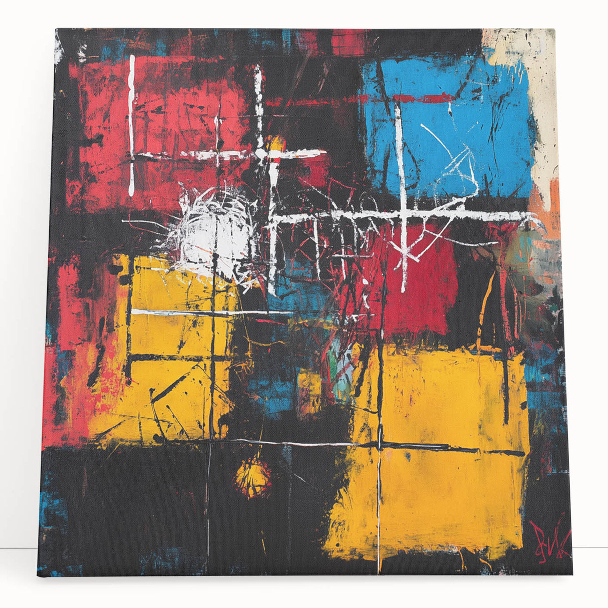 Bold Abstract Expressionist Wall Art – Geometric Modern Canvas