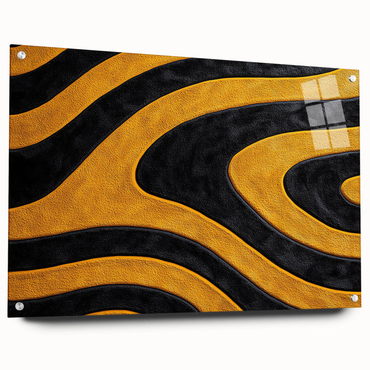 Bold Black and Yellow Abstract Wall Art – Modern Wave Illustration