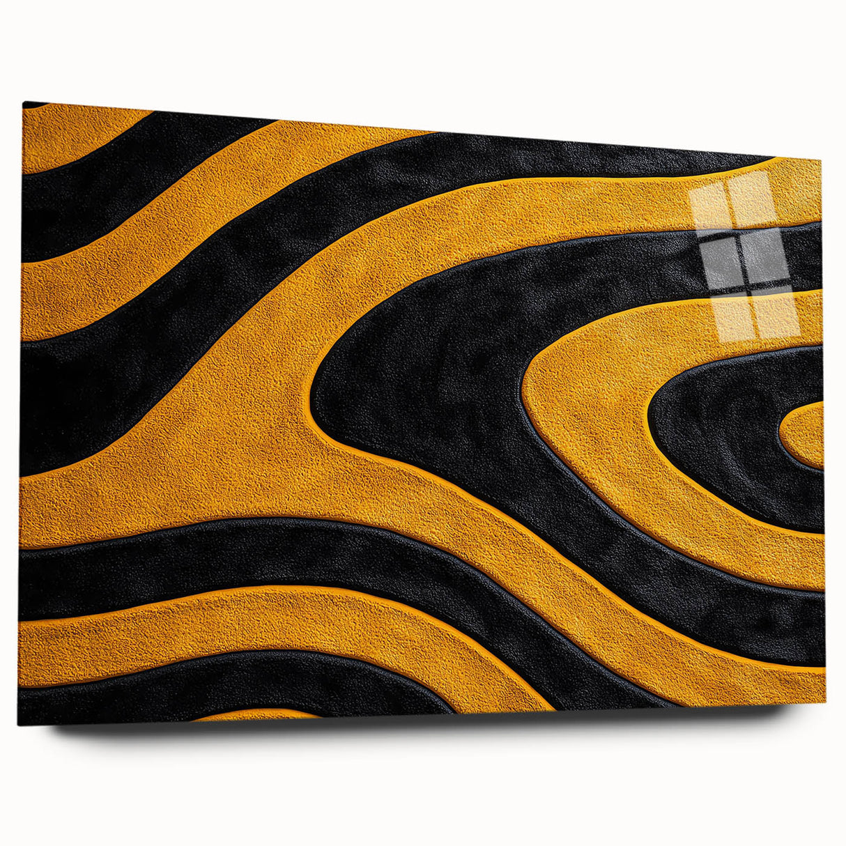 Bold Black and Yellow Abstract Wall Art – Modern Wave Illustration