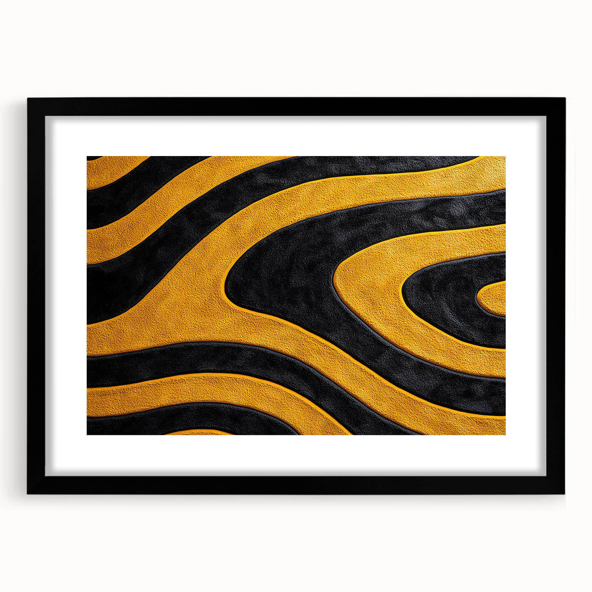 Bold Black and Yellow Abstract Wall Art – Modern Wave Illustration