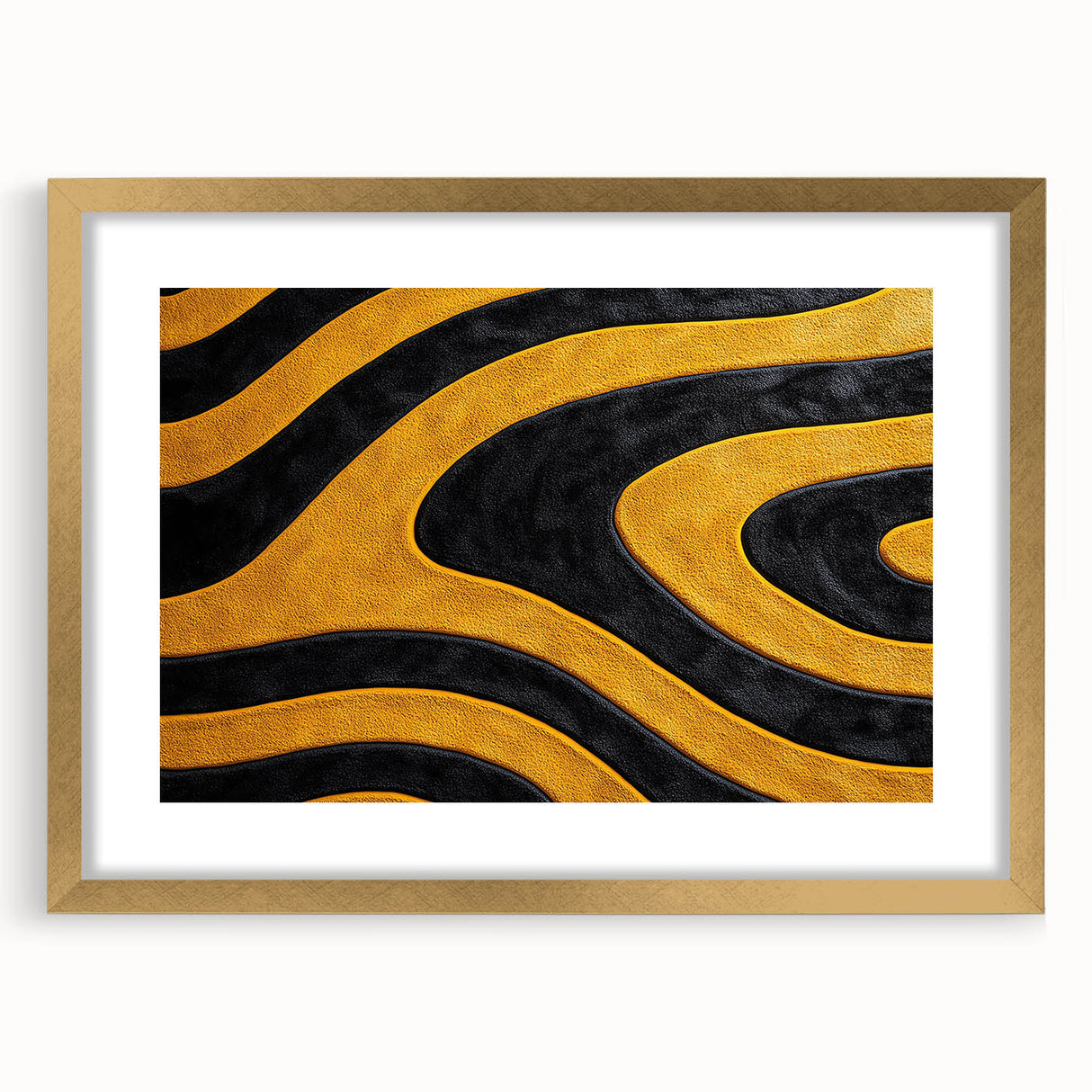 Bold Black and Yellow Abstract Wall Art – Modern Wave Illustration