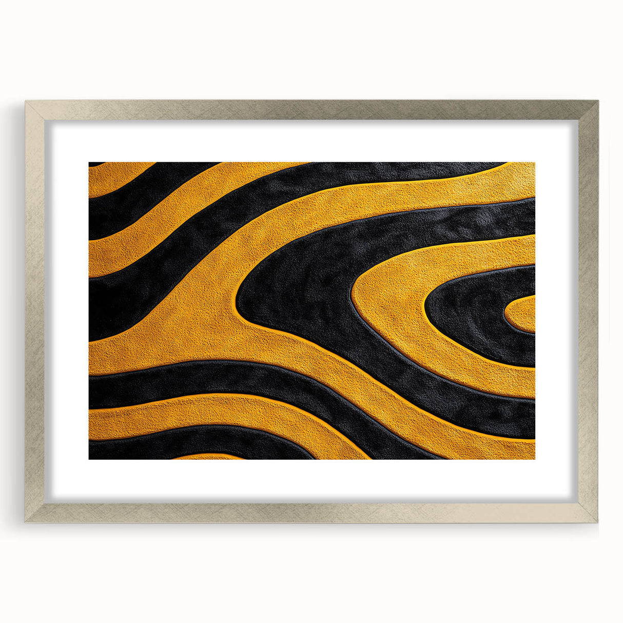 Bold Black and Yellow Abstract Wall Art – Modern Wave Illustration