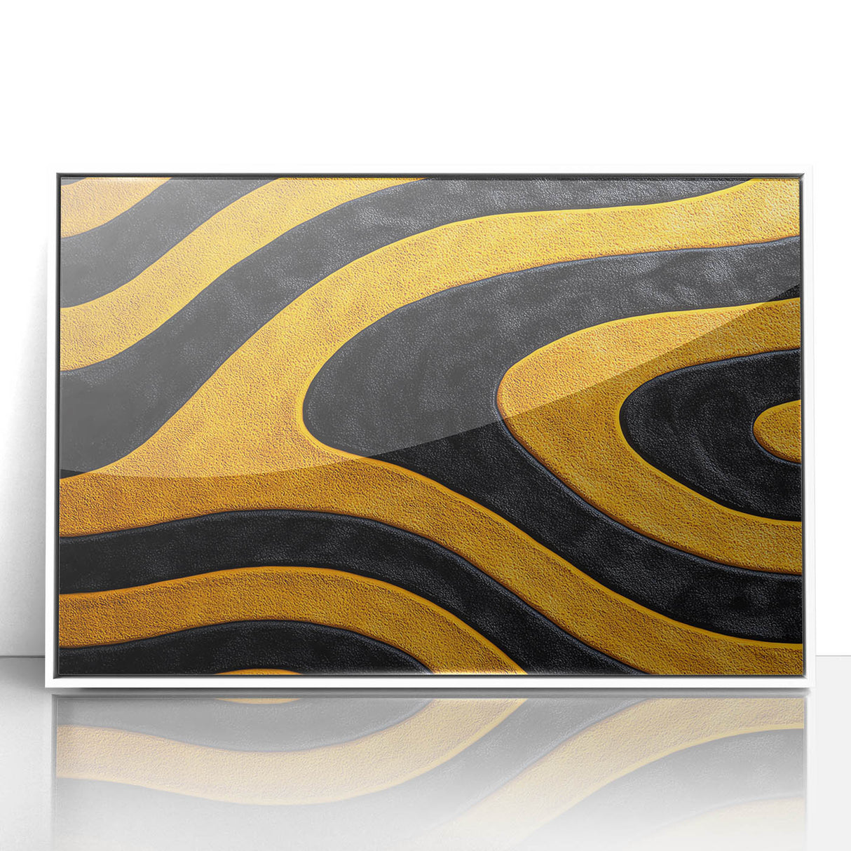 Bold Black and Yellow Abstract Wall Art – Modern Wave Illustration
