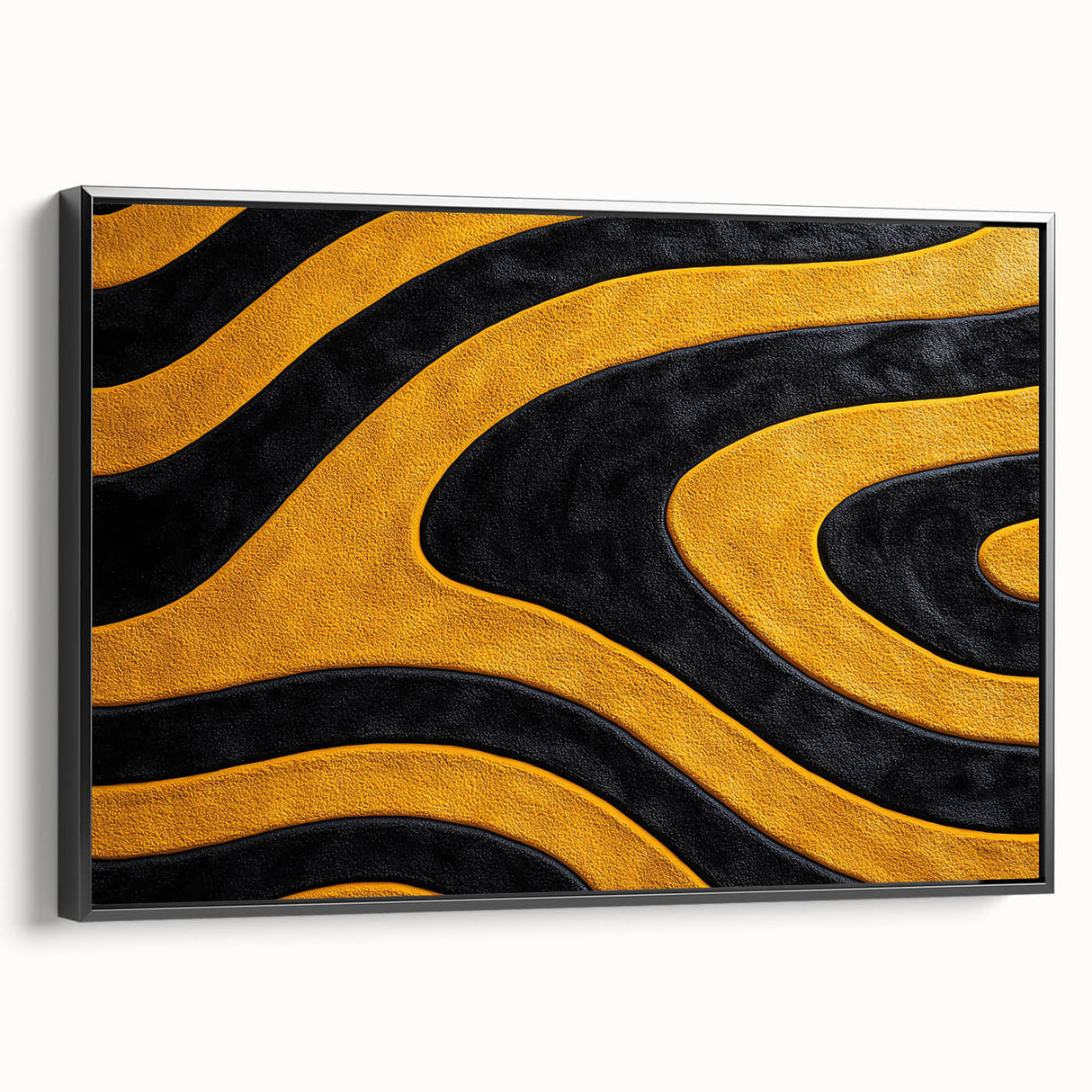 Bold Black and Yellow Abstract Wall Art – Modern Wave Illustration