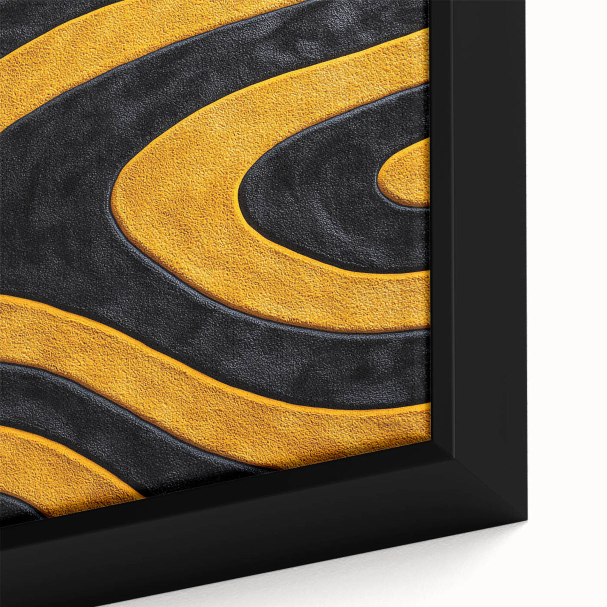 Bold Black and Yellow Abstract Wall Art – Modern Wave Illustration
