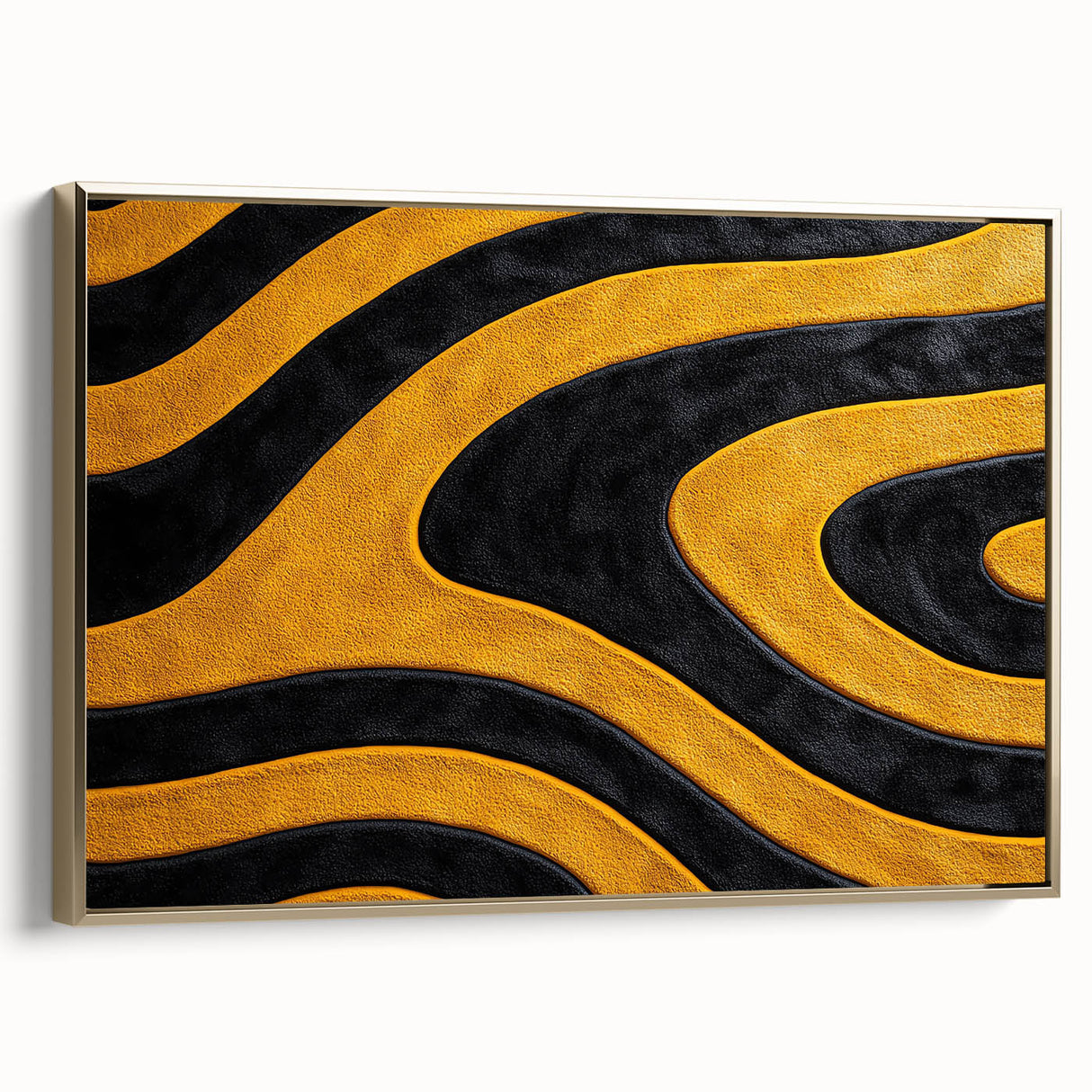Bold Black and Yellow Abstract Wall Art – Modern Wave Illustration