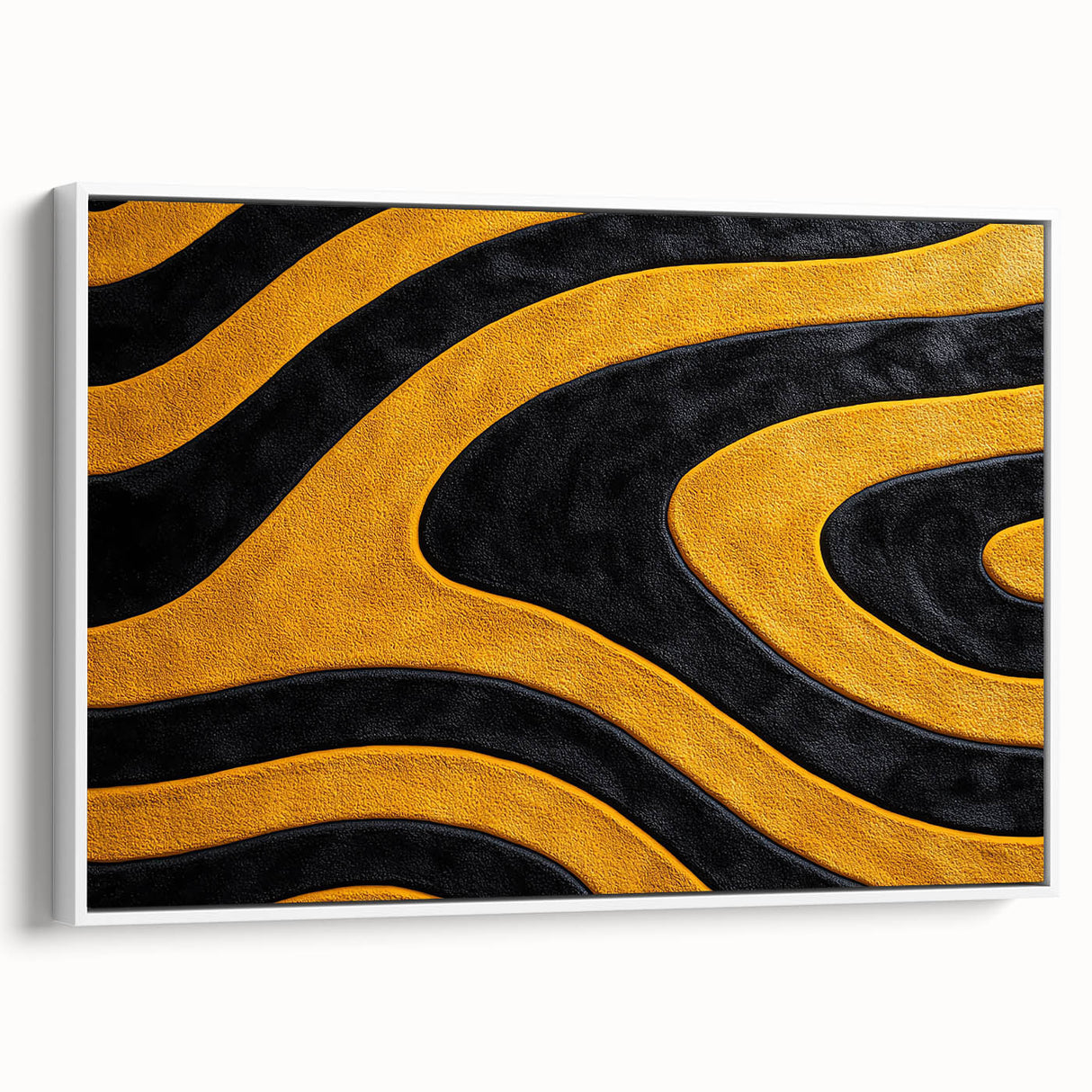 Bold Black and Yellow Abstract Wall Art – Modern Wave Illustration
