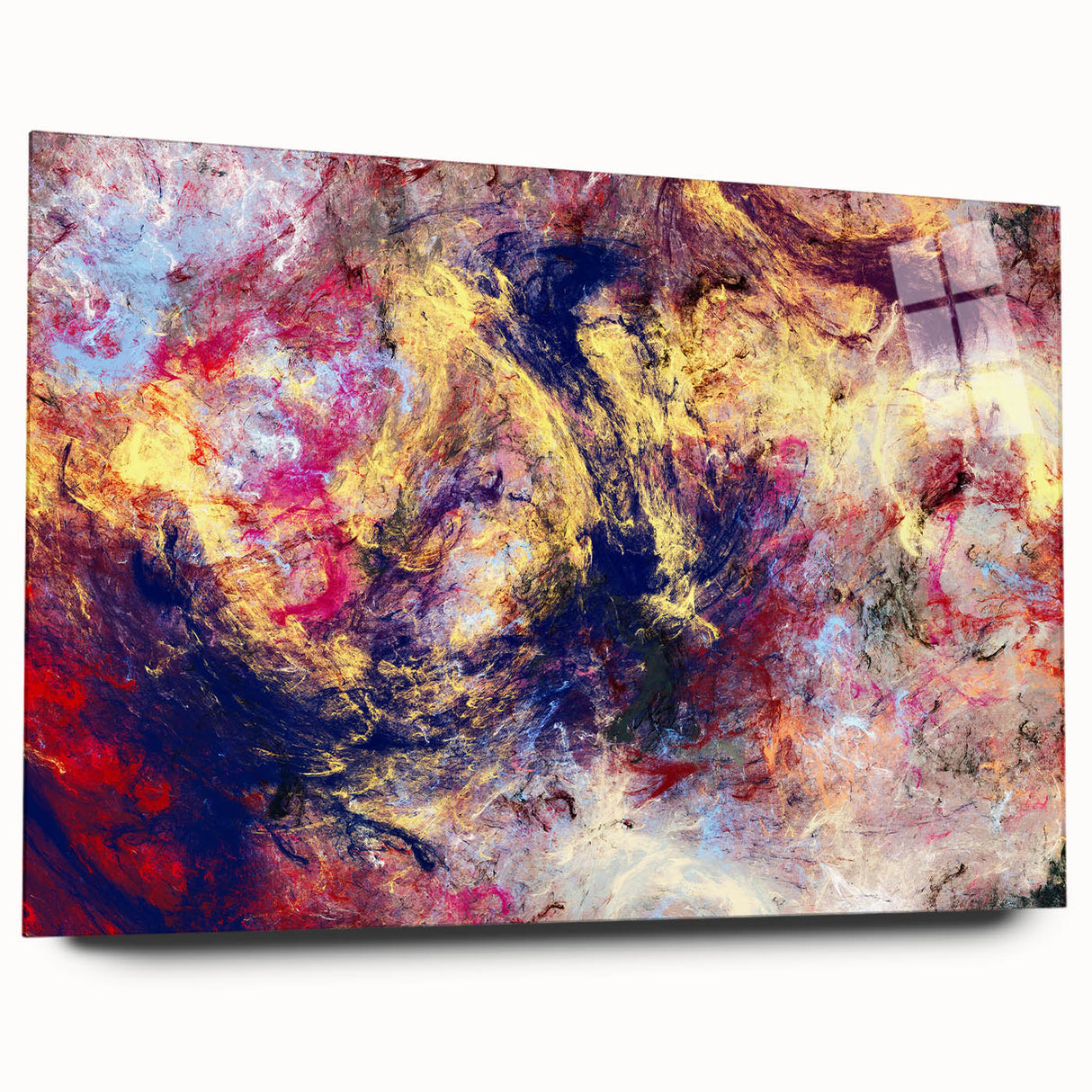 Large Abstract Wall Decor – Cosmic Swirl in Gold, Red & Navy