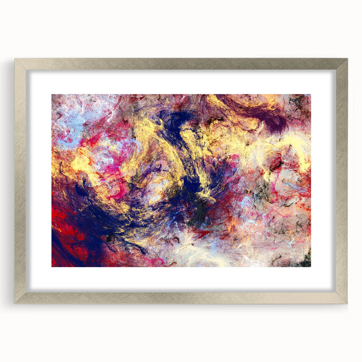 Large Abstract Wall Decor – Cosmic Swirl in Gold, Red & Navy