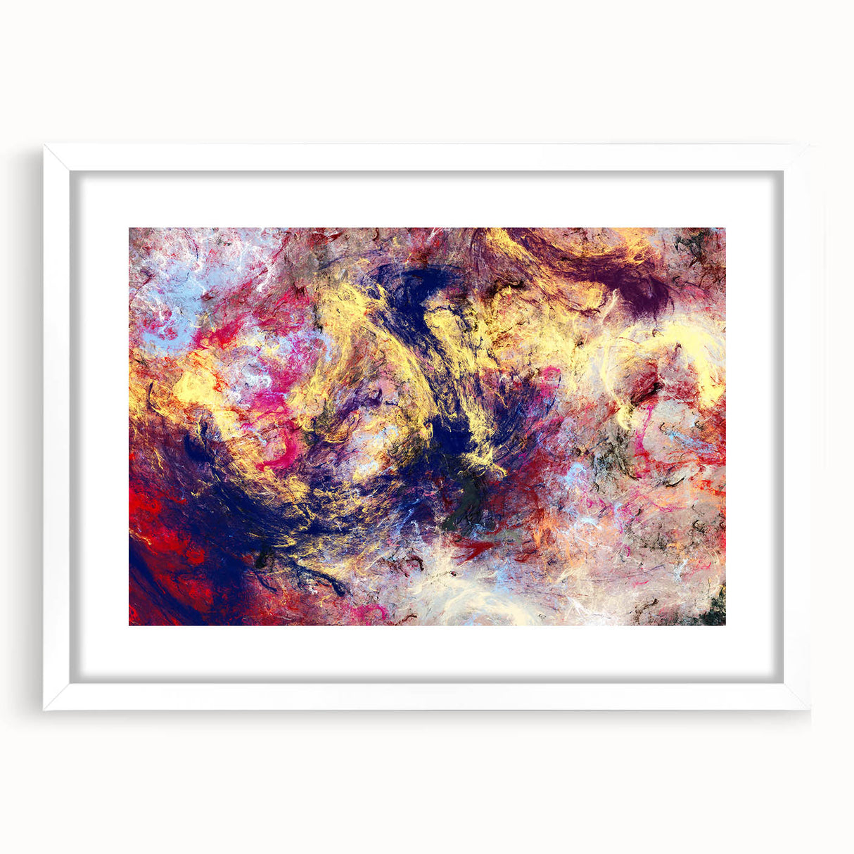 Large Abstract Wall Decor – Cosmic Swirl in Gold, Red & Navy