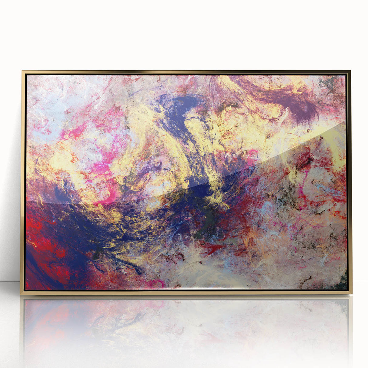 Large Abstract Wall Decor – Cosmic Swirl in Gold, Red & Navy