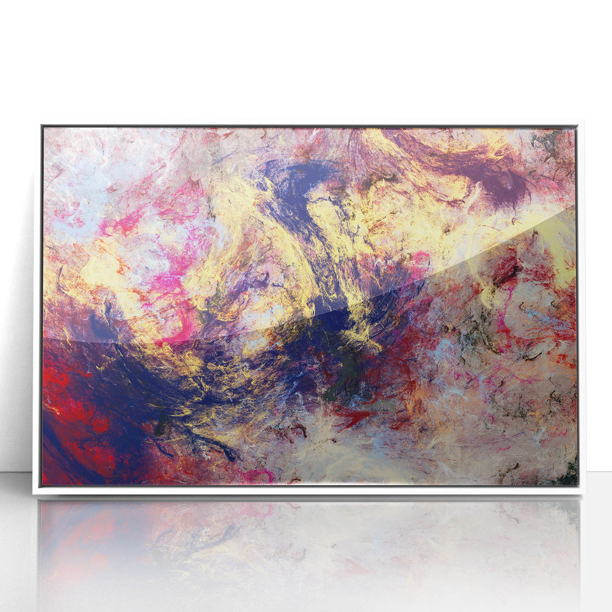 Large Abstract Wall Decor – Cosmic Swirl in Gold, Red & Navy