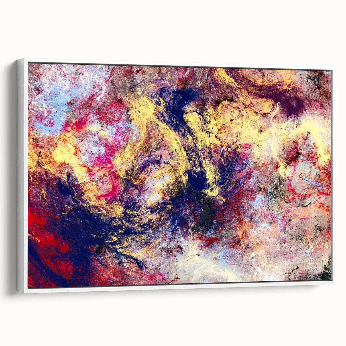 Large Abstract Wall Decor – Cosmic Swirl in Gold, Red & Navy