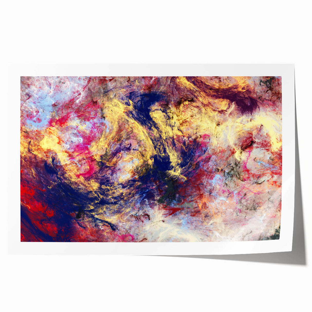 Large Abstract Wall Decor – Cosmic Swirl in Gold, Red & Navy