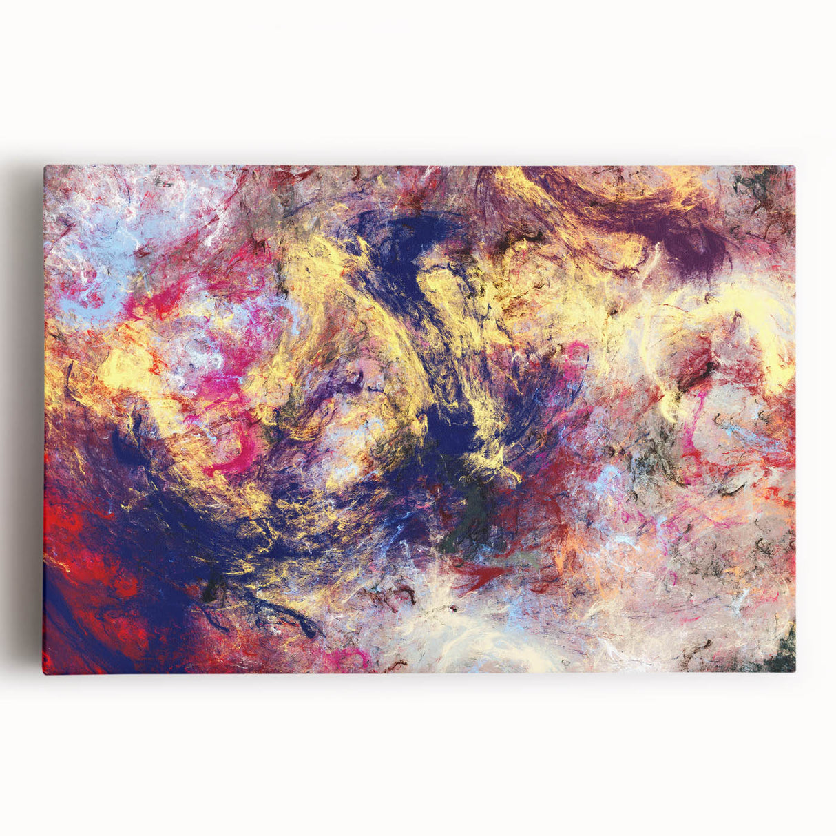 Large Abstract Wall Decor – Cosmic Swirl in Gold, Red & Navy