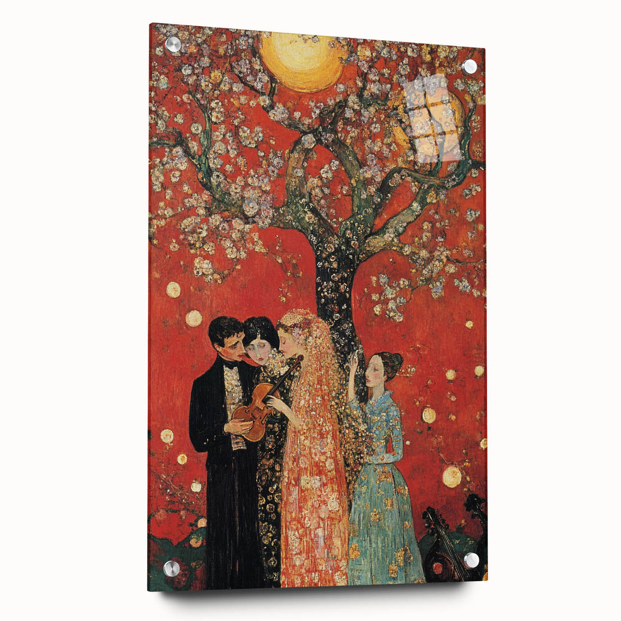 Romantic Abstract Figurative Wall Art – Golden Serenade