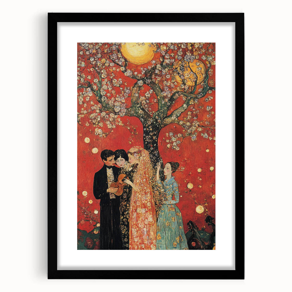 Romantic Abstract Figurative Wall Art – Golden Serenade