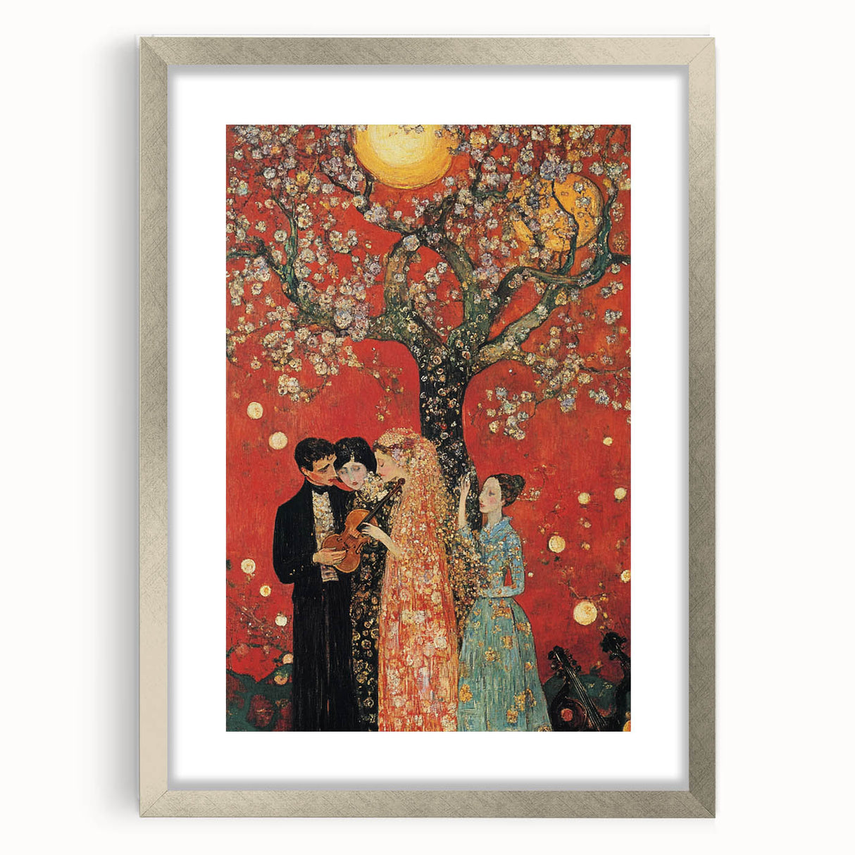 Romantic Abstract Figurative Wall Art – Golden Serenade